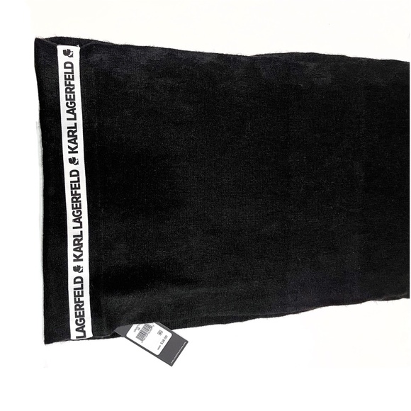 NWT Karl Lagerfeld Black Knit Name Logo Band Infinity Scarf - Picture 5 of 14